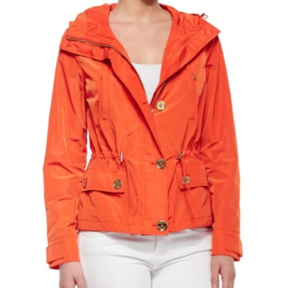 New Michael Kors Hooded Orange anorak‎ rain coat